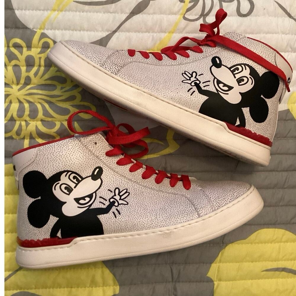 Coach Disney Mickey Mouse x Keith Haring Clip High Top Sneakers Sz EU 43 10 Mens